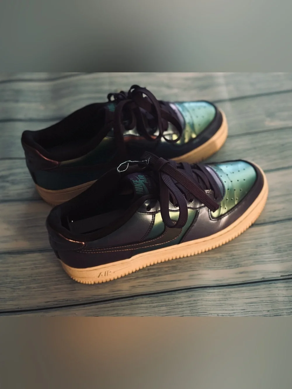 Nike AF1 Low Iridescent Metallic Neptune Green Purple Chameleon Lv8 | Size 4Y